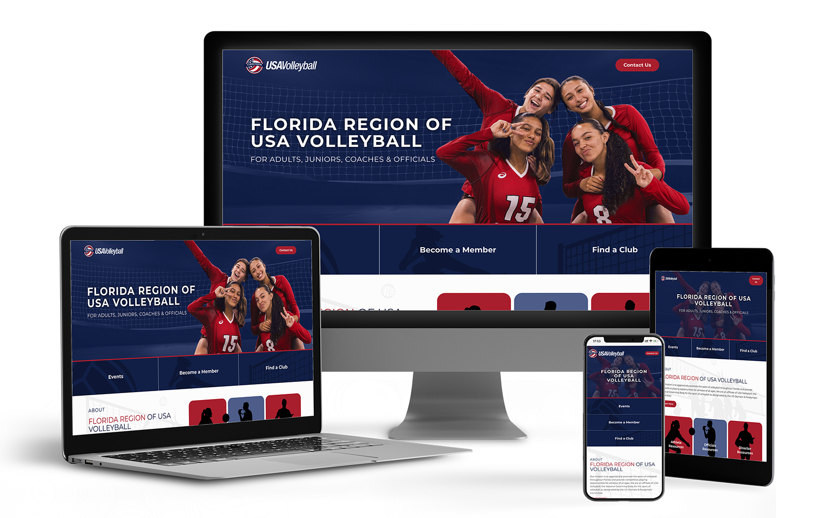 Florida Region Volleyball website mockups