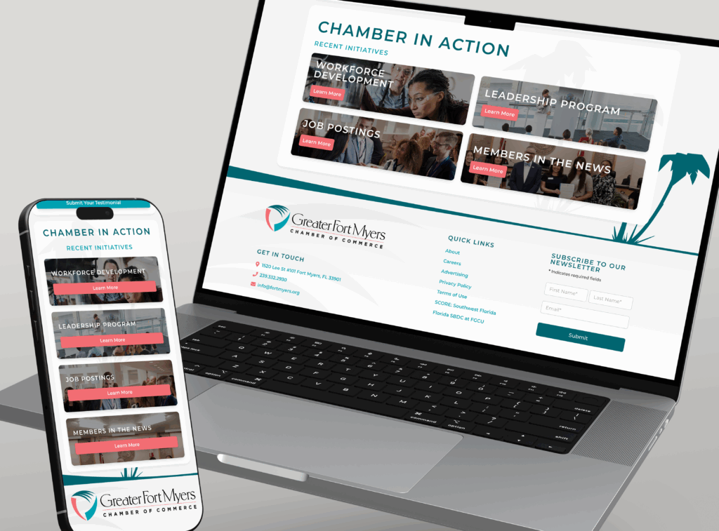 Greater Fort Myers Chamber of Commerce website mockups