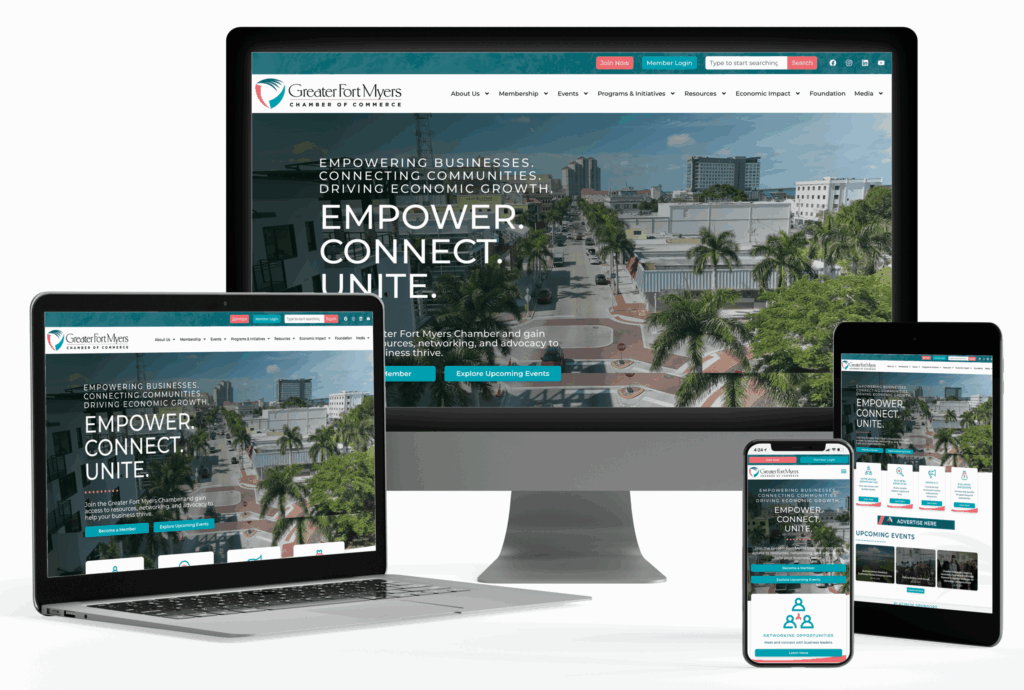 Greater Fort Myers Chamber of Commerce website mockups