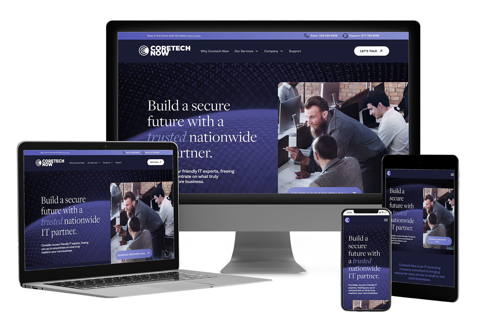 CoreTech Now website mockups