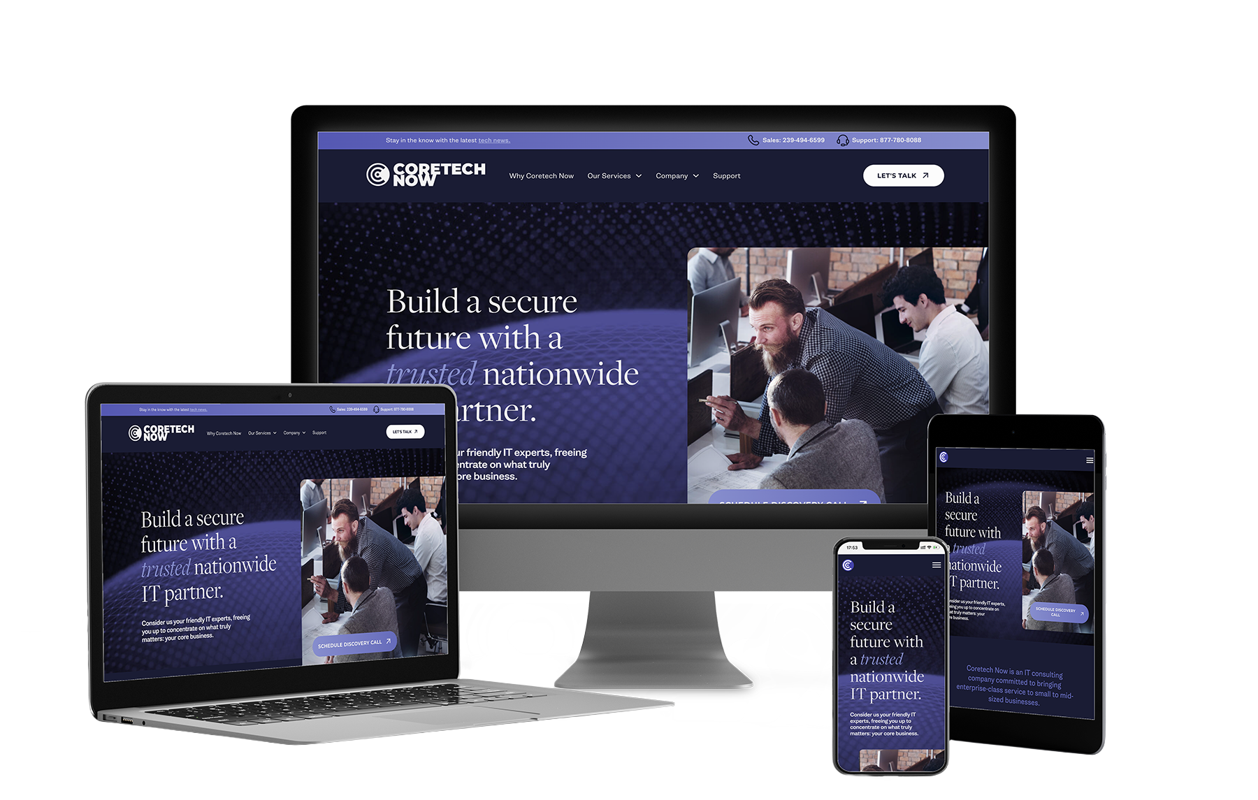 CoreTech Now website mockups