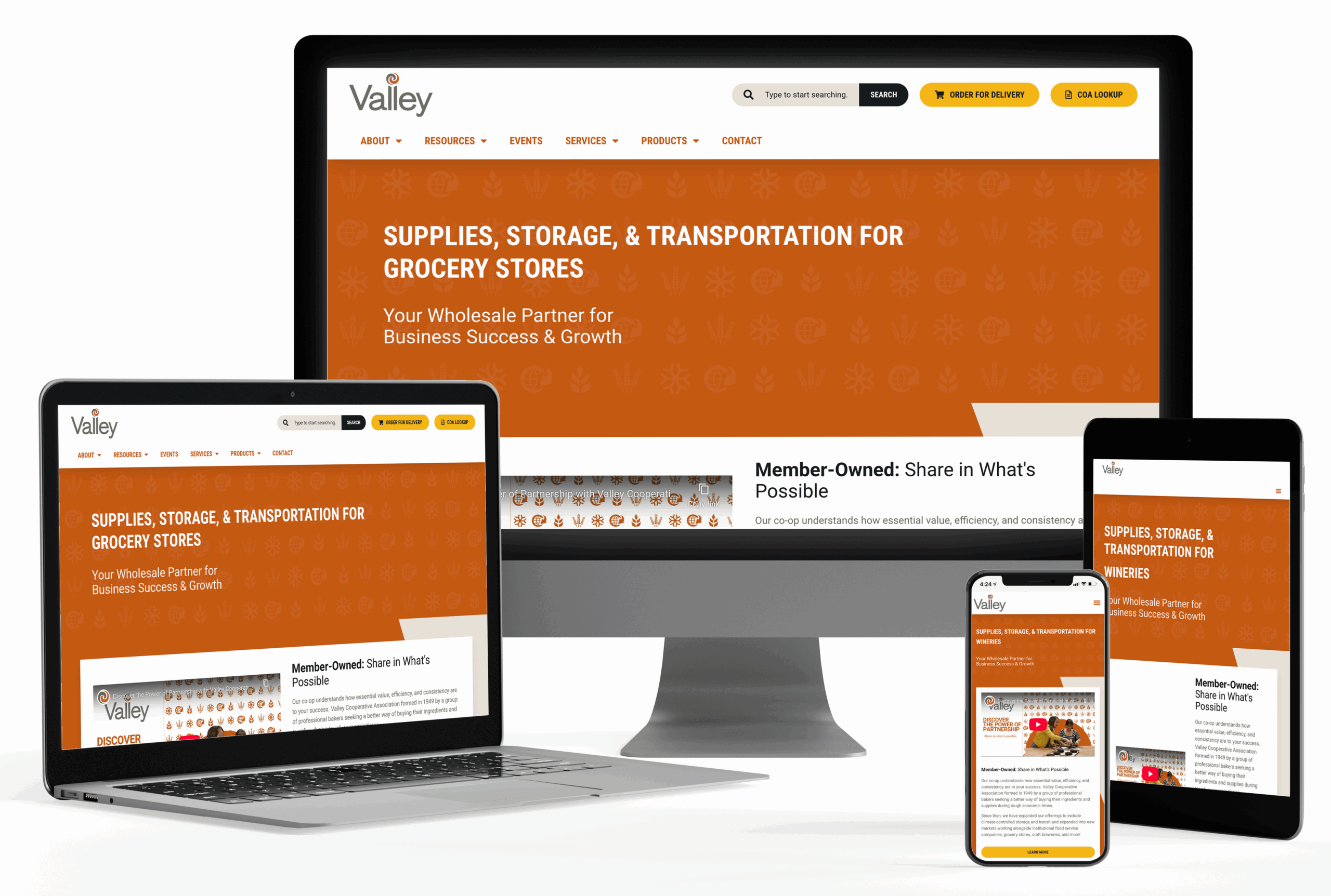 Valley Bakers website mockups
