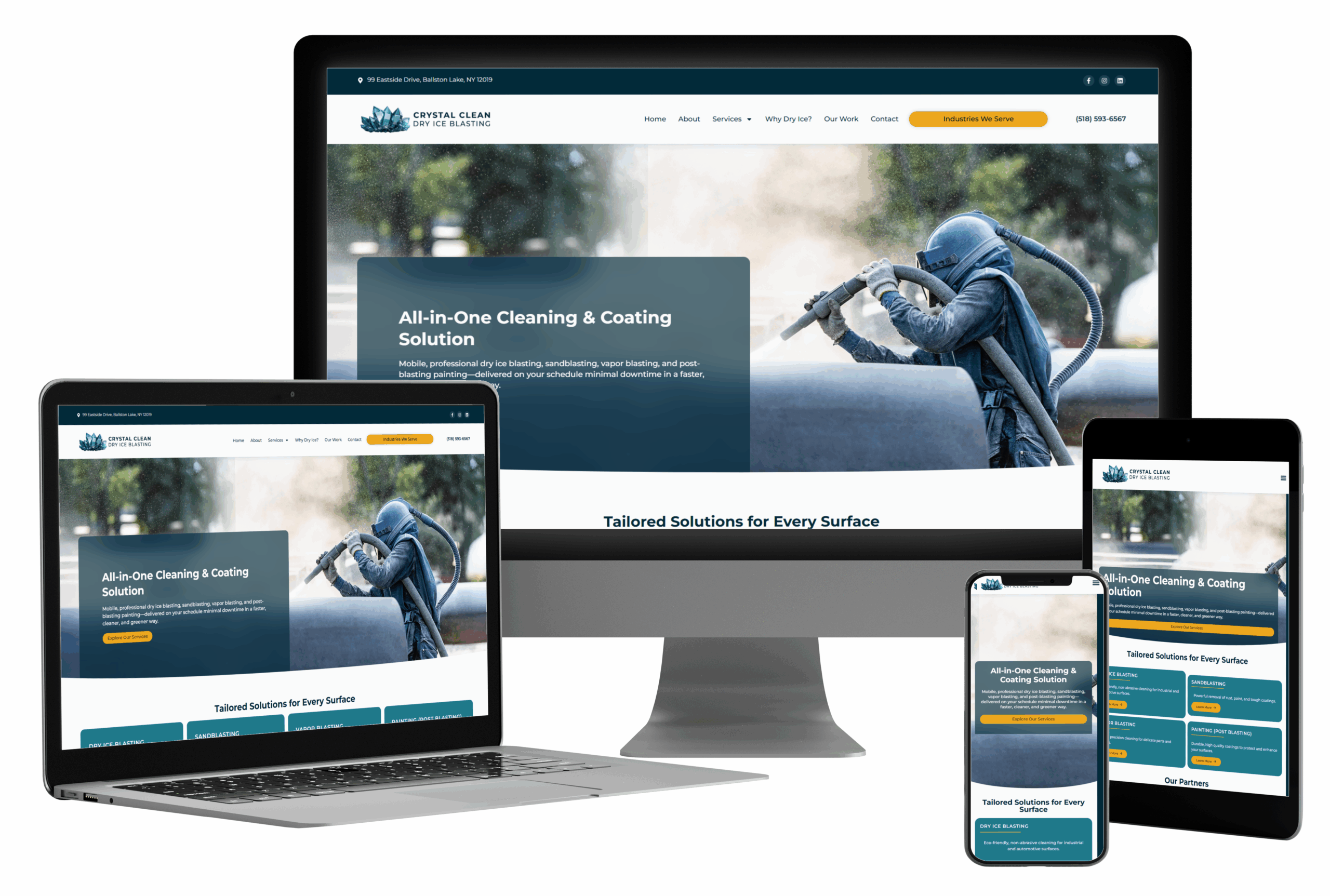 Crystal Clean multiple screen sizes mockups