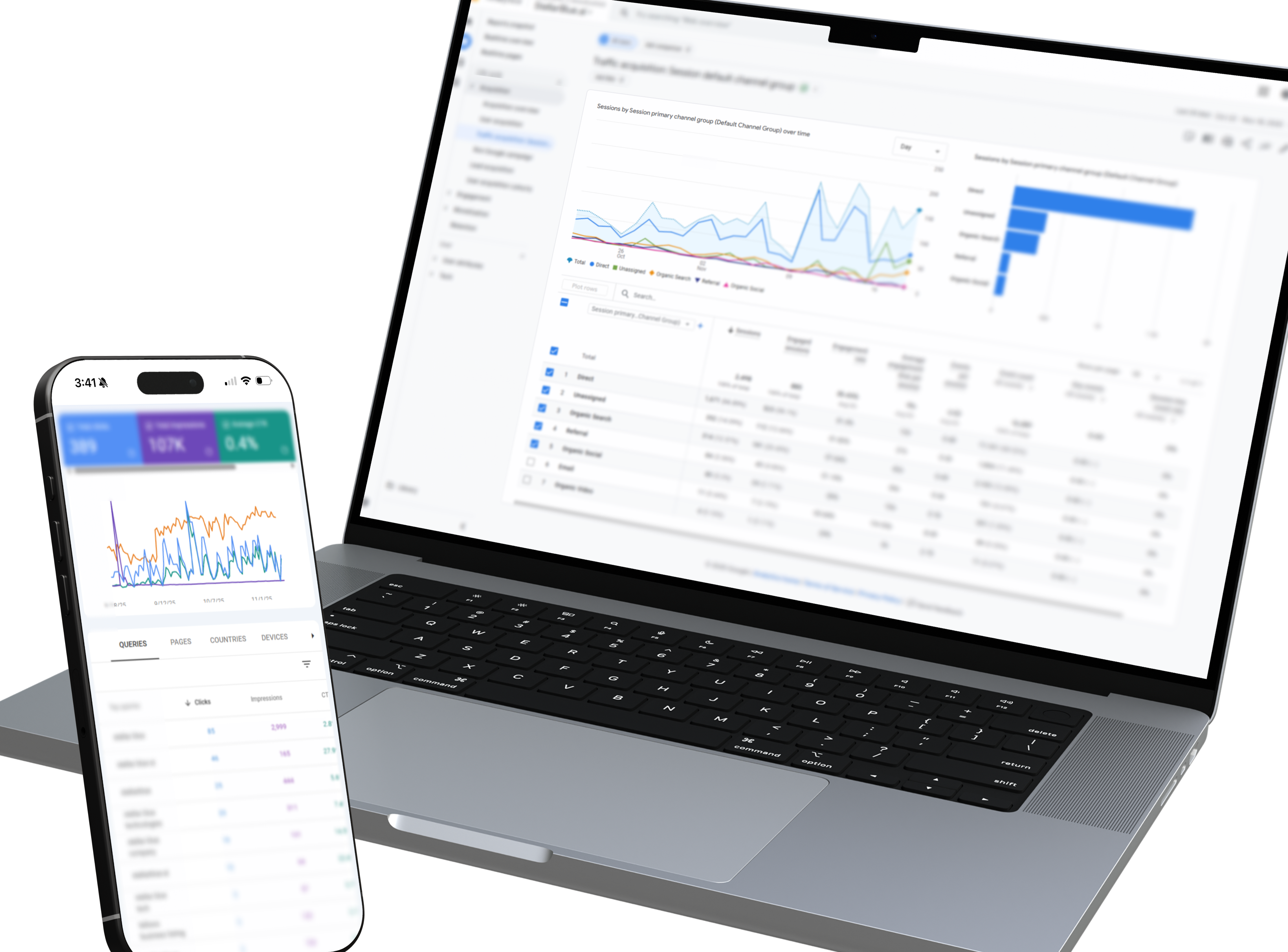 Basic analytics results with a transparent background