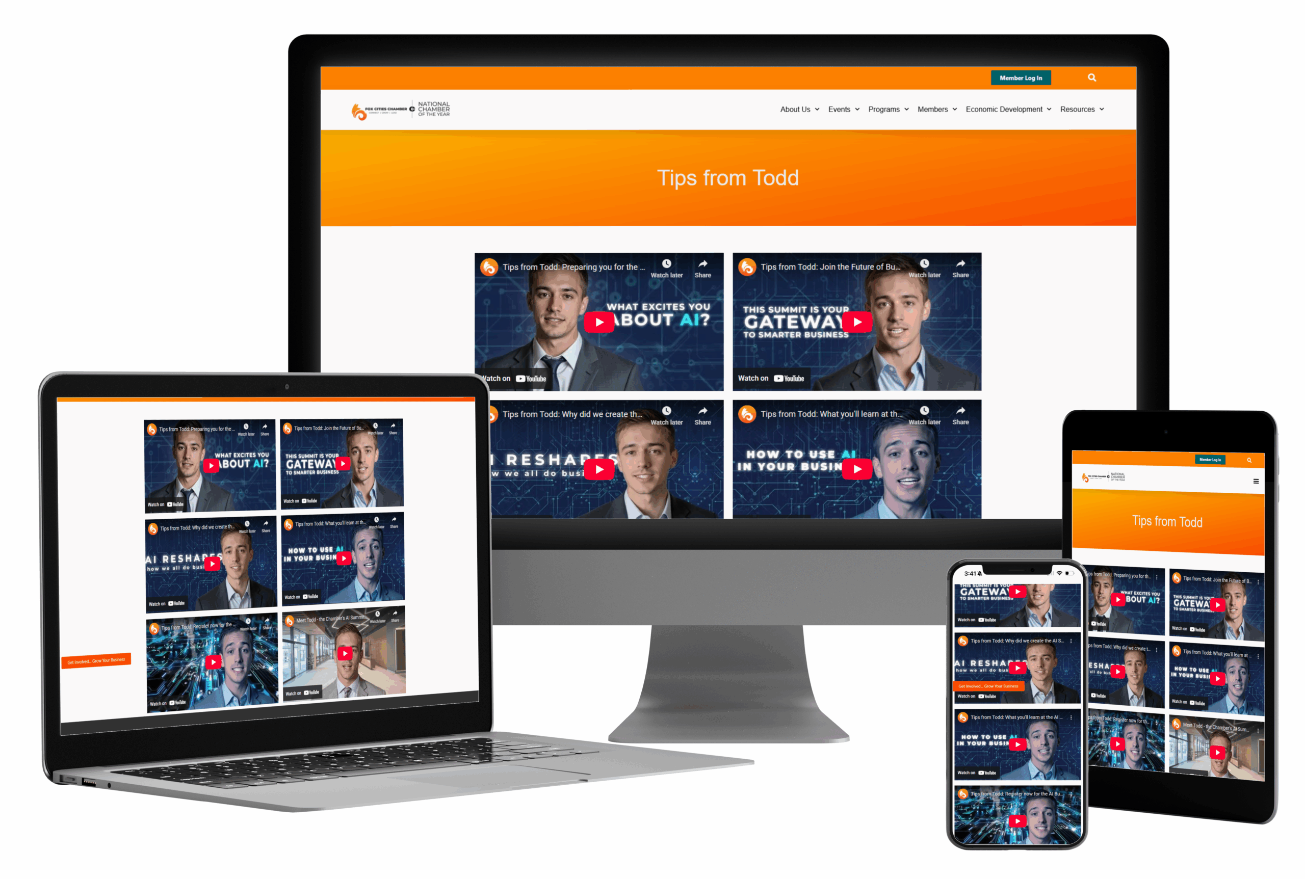 Fox Cities Chamber Tips from Todd mockups multiple screen sizes