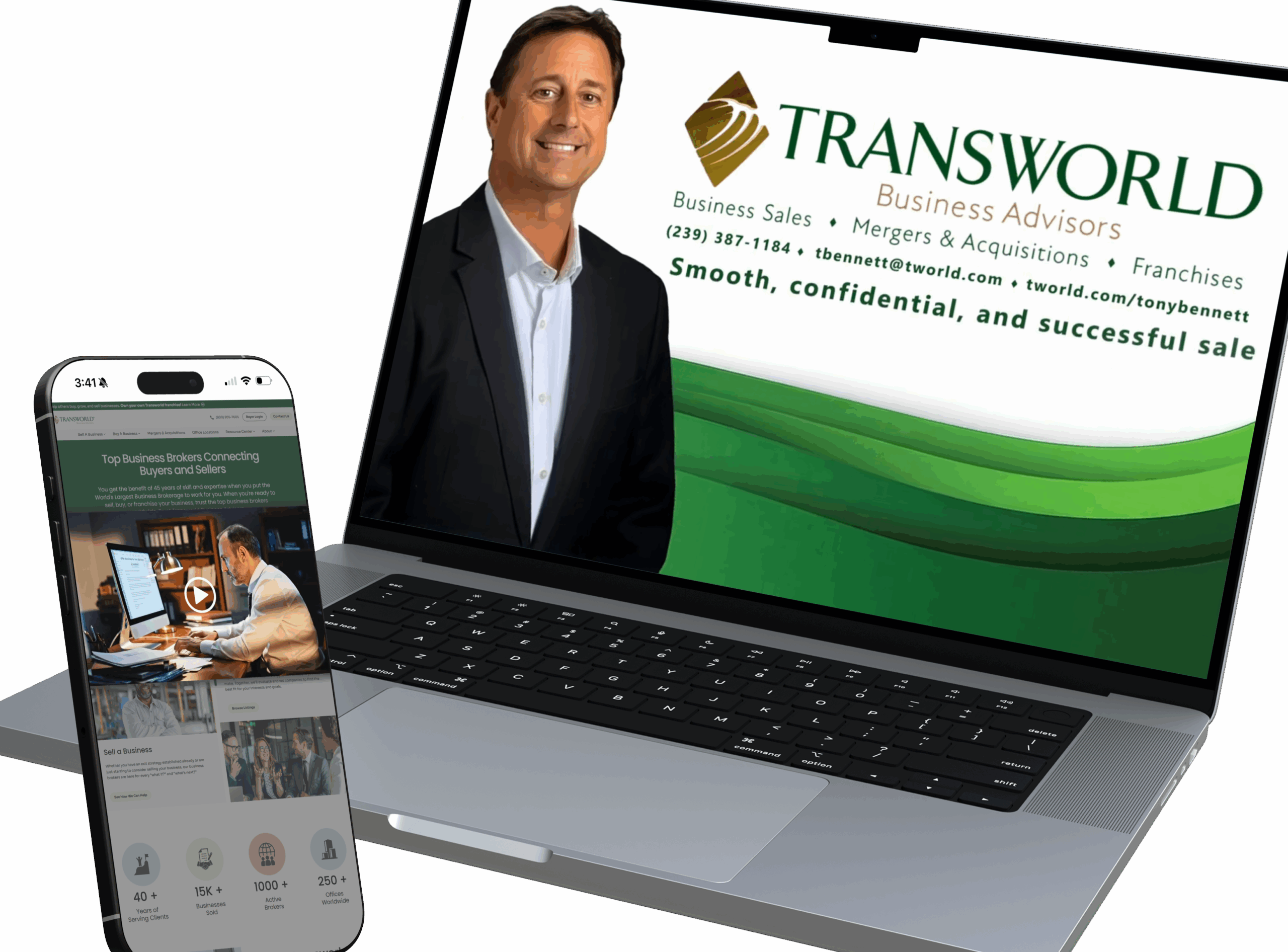Transworld video examples on laptop and phone screens