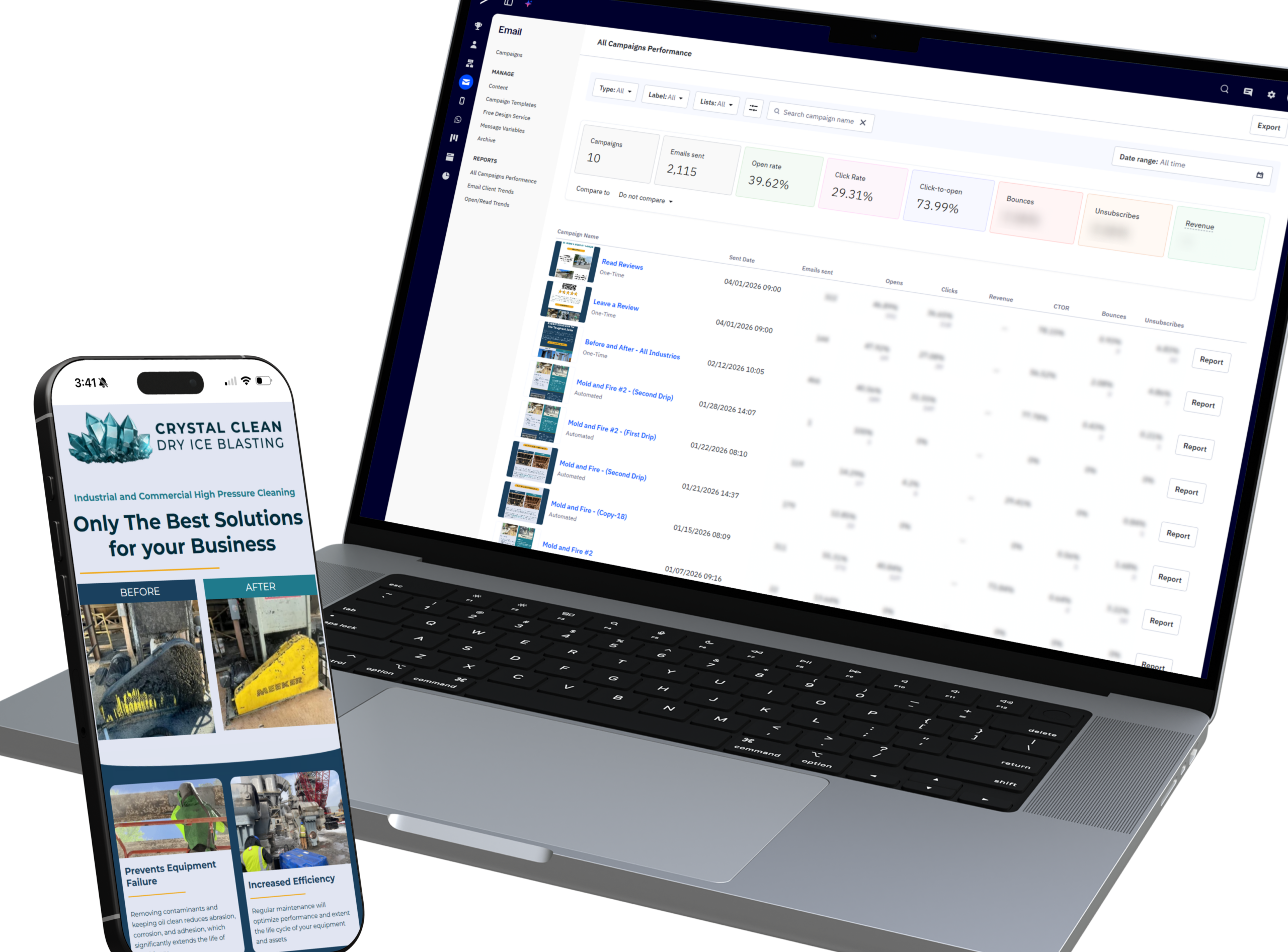 Crystal Clean Our Work Laptop-Phone Image