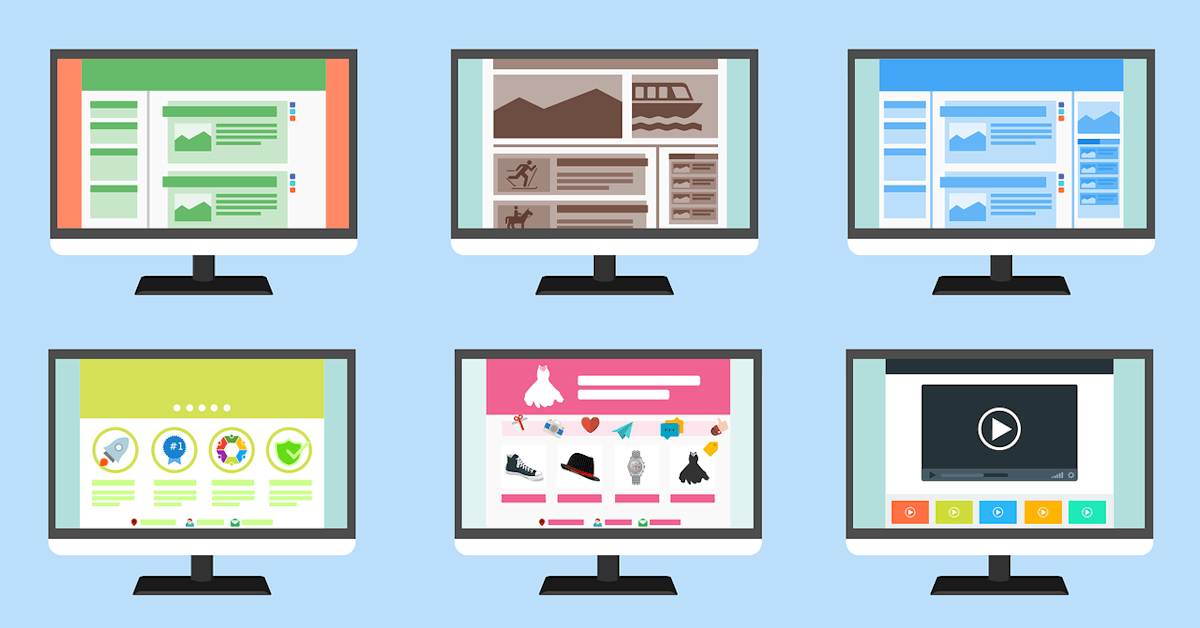 6 website visuals with different designs